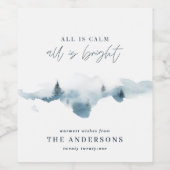 水彩林のクリミニマルスパーソナライズされたマス ワインラベル (シングルラベル)