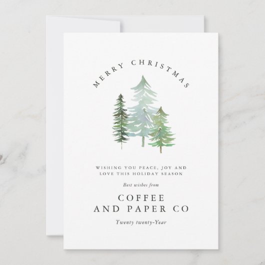 水彩林のクリ企業のスマス シーズンカード (正面)