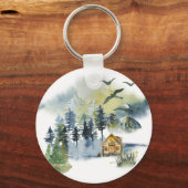 水彩林の風景 キーホルダー (正面)