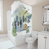 水彩林の風景 シャワーカーテン (インサイチュ)
