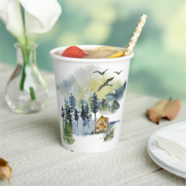 水彩林の風景 紙コップ