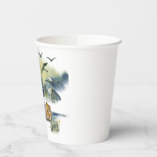 水彩林の風景 紙コップ (左)