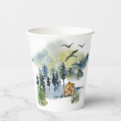 水彩林の風景 紙コップ (正面)