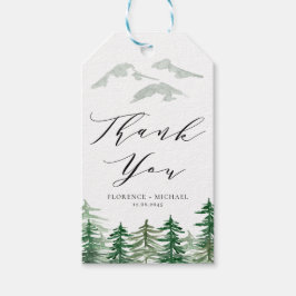 水彩林ウッドランド結婚の感謝 ギフトタグ