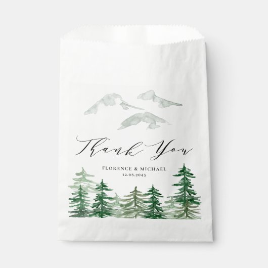 水彩林ウッドランド結婚の感謝 フェイバーバッグ (正面)