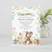 水彩林エレガント地動物赤ちゃんシャワー 招待状 (スタンド正面)