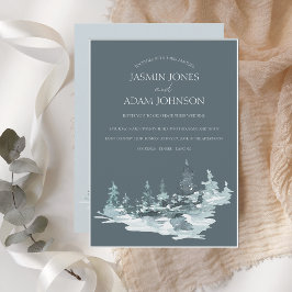 水彩林グリーンパイン結婚ズ 招待状