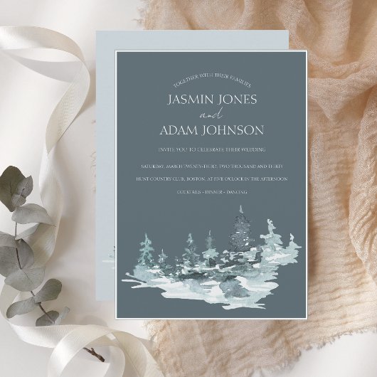 水彩林グリーンパイン結婚ズ 招待状