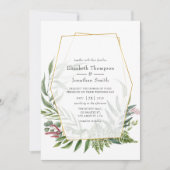 水彩林ハーバリウムジオメトリック結婚ズ 招待状 (正面)