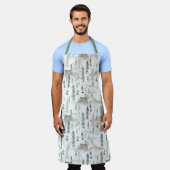 水彩林パターン エプロン (着用した状態)