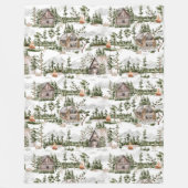 水彩林パターン フリースブランケット (正面)