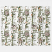 水彩林パターン フリースブランケット (正面(横))