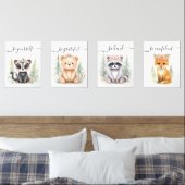 水彩林フェミニン地動物子供部屋プリント (寝室)