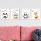 水彩林フェミニン地動物子供部屋プリント (リビング)