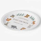 水彩林モダン地動物赤ちゃんシャワー ペーパープレート (アングル)
