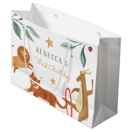 水彩林動物の誕生日 ラージペーパーバッグ (正面アングル)
