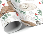 水彩林地産の赤ちゃん動物 ラッピングペーパー (ロールコーナー)