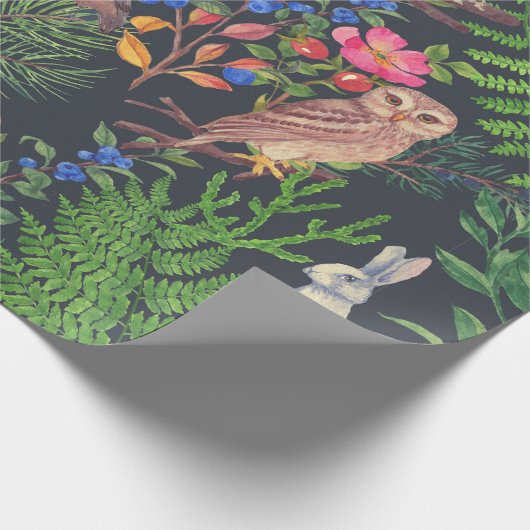 水彩林手描き継ぎ目無し模様 ラッピングペーパー (角)