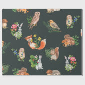 水彩林手描き継ぎ目無し模様 ラッピングペーパー (フラット)