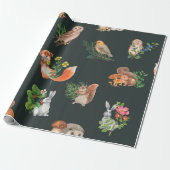 水彩林手描き継ぎ目無し模様 ラッピングペーパー (アンロールド)