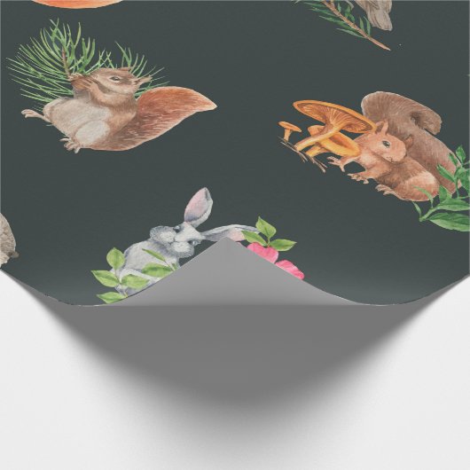 水彩林手描き継ぎ目無し模様 ラッピングペーパー (角)