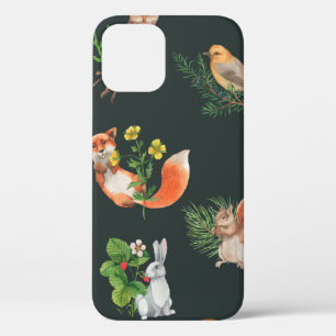 水彩林手描き継ぎ目無し模様 iPhone 12ケース