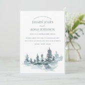 水彩林木林松結婚林 招待状 (スタンド正面)