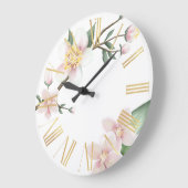 水彩林檎の花と金ゴールドローマ数字 ラージ壁時計 (傾斜)