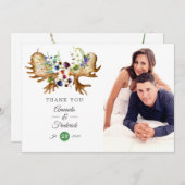 水彩林素朴の写結婚真 サンキューカード (正面/裏面)