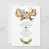 水彩林素朴カップルのシャワー 招待状 (正面)