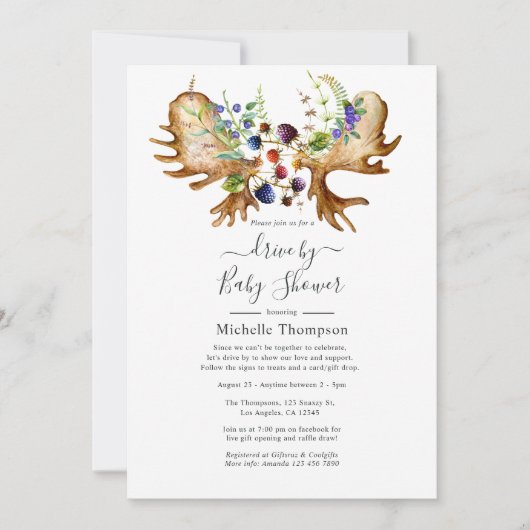水彩林素朴ドライブ式シャワー 招待状 (正面)