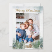 水彩林素朴地クリスマスキャビン写真 シーズンカード (正面)