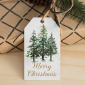 水彩林素朴地松クリスマス ギフトタグ