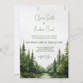 水彩林素朴山自然結婚ズ 招待状 (正面)