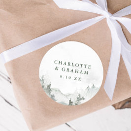 水彩林結婚のステッカー ラウンドシール