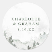 水彩林結婚のステッカー ラウンドシール (正面)