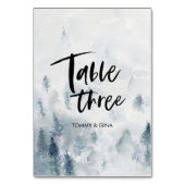 水彩林結婚のテーブルカード – 表3 テーブルナンバー (裏面)