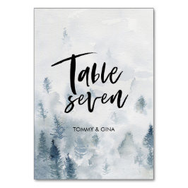 水彩林結婚のテーブルカード – 表7 テーブルナンバー