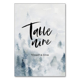 水彩林結婚のテーブルカード – 表9 テーブルナンバー