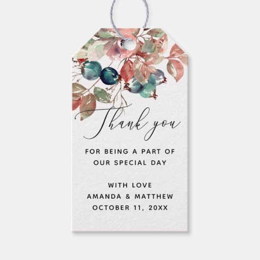 水彩林結婚地フローラ感謝してい君 ギフトタグ (正面)