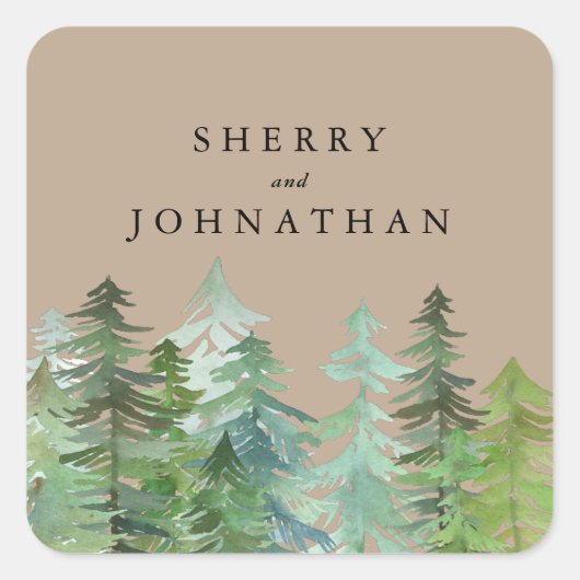 水彩林結婚林 スクエアシール (正面)