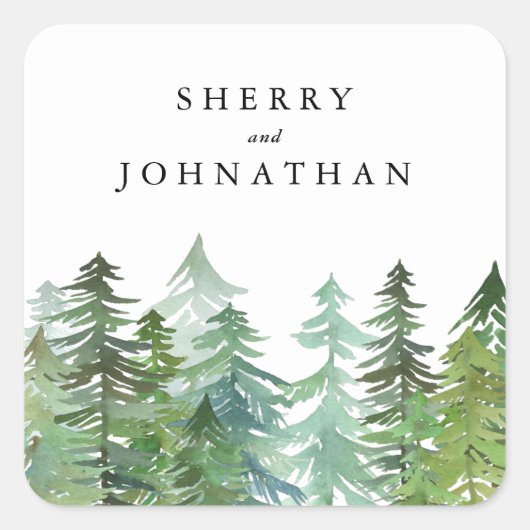 水彩林結婚林 スクエアシール (正面)