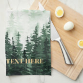 水彩林絵を描のパーソナライズされた キッチンタオル (四つ折り)