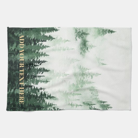 水彩林絵を描のパーソナライズされた キッチンタオル (横)