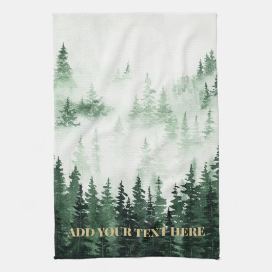 水彩林絵を描のパーソナライズされた キッチンタオル (縦)
