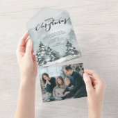 水彩林 |メリークリスマスフォトカード オールインワン招待状 (貼ってはがせる)