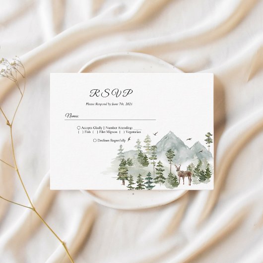 水彩林 |木と鹿 エンクロージャーカード