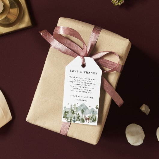 水彩林 |木と鹿 ギフトタグ