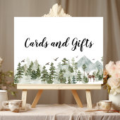 水彩林 |木と鹿 ポスター