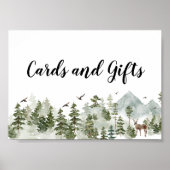 水彩林 |木と鹿 ポスター (正面)